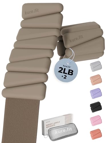 Pilates Wrist & Ankle Weights | Adjustable Weighted Bangles | 1/2/3LB Each - color: Taupe, size: 2 LB