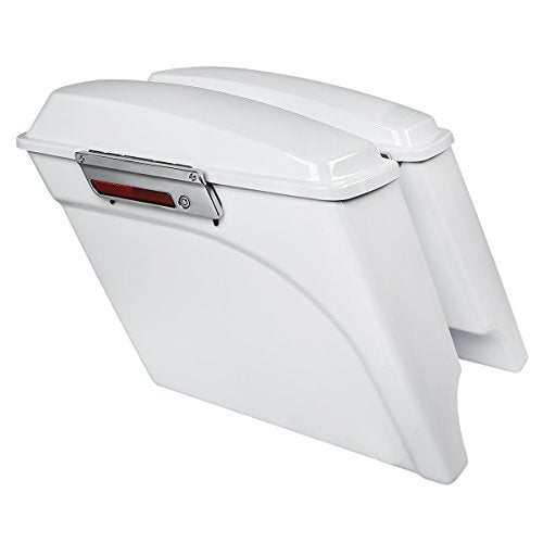 XFMT Motorcycle 5" Stretched Saddlebags Fit For Harley Touring 1993-2013 - color: White, size: 5" Extended