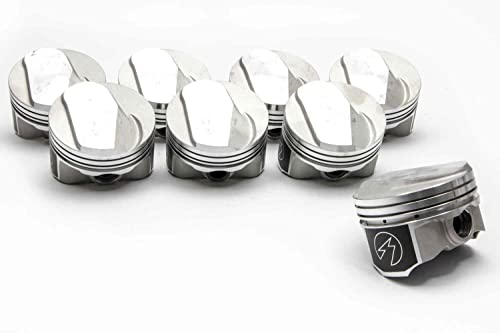 Domed Forged Pistons set of (8) with matching moly rings compatible with Chevy 454 +27cc dome 9.8:1 compression ratio with 119CC head (+.030" or 4.280" Bore STD)