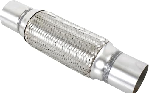 3" X 8" /12" Universal Stainless Steel Exhaust Flex Pipe， Double Braid Exhaust Flex Tube For Heavy Duty and Cars - size: 3”X8"/12"