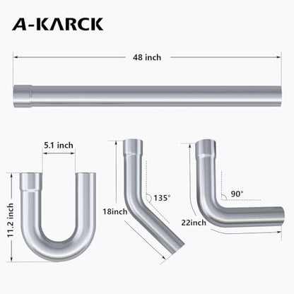 A-KARCK Mild Steel Mandrel Bends 8 Pcs, 2.5 Inches Mild Steel DIY Custom Exhaust Tubing Pipe Straight & U-Bend Kit, Universal Fit - size: 2.5inch Mixed 8PCS, style: Mild Steel
