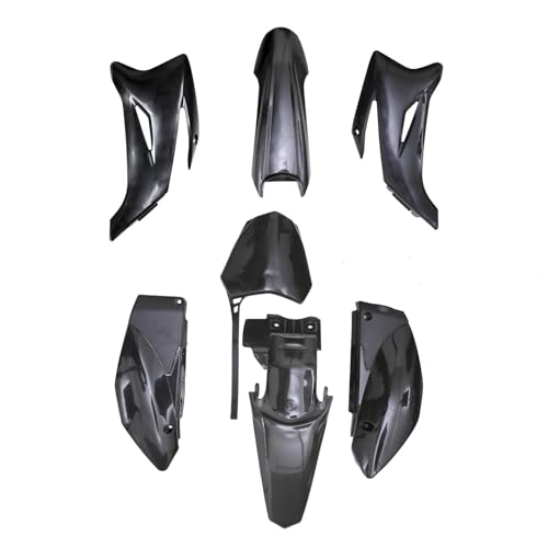 7pcs Complete Plastics Fender Kit + Front Fender Bracket for TTR110, TTR110E, SSR125TR, SDG 140cc-170cc Dirt Pit Bikes, Motorcycle Body Work Fairing Kit, Pre-Drilled, Easy Install (Black) - color: Black