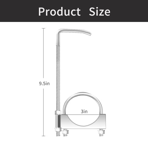2 Pcs 3" Universal Exhaust Clamp with Hanger,Exhaust Hangers Fits 3" Exhaust Pipe