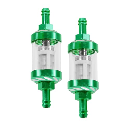 2Pcs Automotive Fuel Filter, Detachable Washable Metal Glass Vehicle Inline Waterproof Fuel Filters 1.1" x 3.46" x 0.31", Universal Car Accessories Replacement for Truck Motorcycle SUV Car (Green) - color: Green