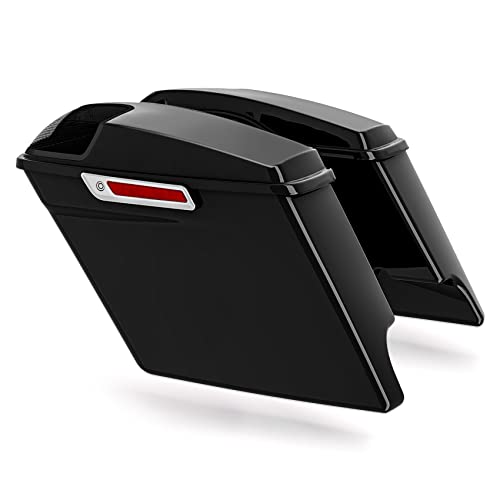 TCMT 5" Stretched Saddlebags 5"x7" Speakers Lids Grill Cutouts Fit For Harley 2014-2024 Touring Models CVO Road Glide Road King Street Glide Electra Glide Ultra Classic - color: Chrome Latches, size: 5" Stretched(5x7 Speaker Lids)