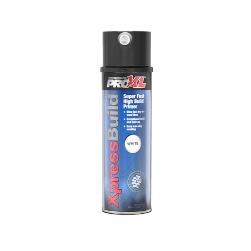 ProXL XpressBuild Super High Build White Primer Aerosol - 500 ml | Ultra Fast-Drying White Primer Filler | Fills Scratches & Sanding Marks | Excellent Adhesion on Metal & Plastic | Sandable in 20 Minutes | Vari-Nozzle Included