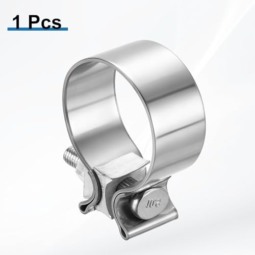 HARFINGTON 410 Stainless Steel Exhaust Clamp 2.17" Butt Joint Narrow Band Muffler Seal Exhaust Narrow Lap Butt Clamps for Pipes Mufflers Converters System Repair, Silver - size: Range 55-64 mm, Band Width 29mm