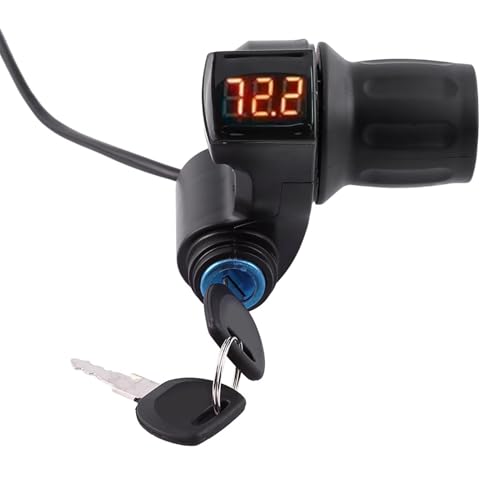 Doinal Electric Twist Throttle 72V 60V 48V 36V 24V Universal Throttle for Electric Scooter Razor Dirt Bike, Volt Meter Throttle with Key, 3 Speed Throttle, Twist Throttle for Electric Motorcycle ATVS - style: Half Twist Throttle