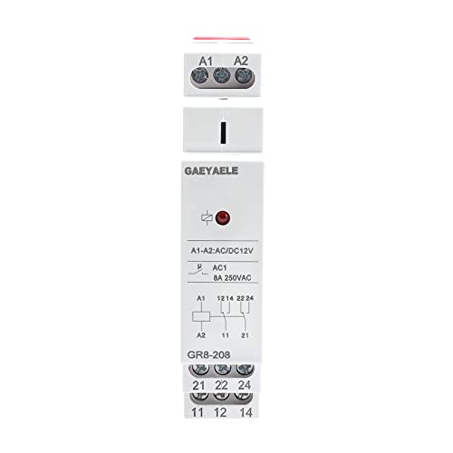 12V AC/DC 8A 2SPDT Din Rail Switch Relay (GR8-208, Automatic Operation Mode, Intermediate Relay, Automotive Relay Control Module Relays) - size: GR8-208,AC/DC 12V
