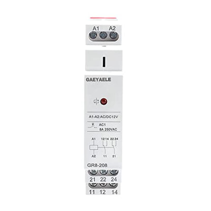 12V AC/DC 8A 2SPDT Din Rail Switch Relay (GR8-208, Automatic Operation Mode, Intermediate Relay, Automotive Relay Control Module Relays) - size: GR8-208,AC/DC 12V