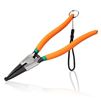 8-Inch Lock Ring Pliers Flat Snap Ring Pliers with Ring and Anti-loss Rope Special Circlip Pliers Reverse Pliers Retaining Ring Pliers Spreader Pliers for Transmission Transfer Cases - size: 8" with Ring & Rope