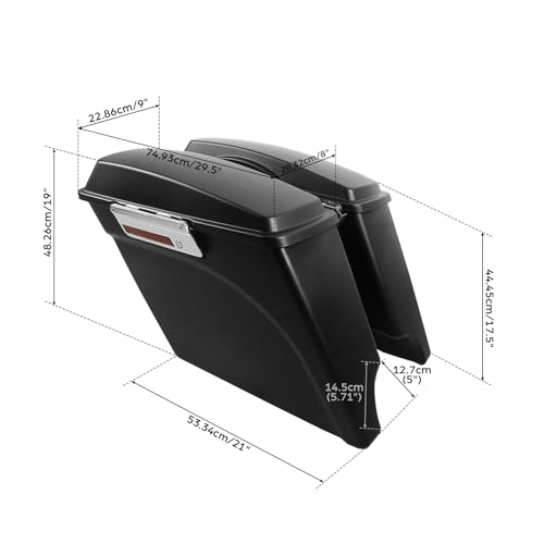 TCMT 5" Stretched Extended Hard Saddle Bags W/Conversion Brackets Fit For Harley Softail Heritage Deluxe Models 1984-2017 - color: Black Conversion Brackets, size: Style B Matte Black