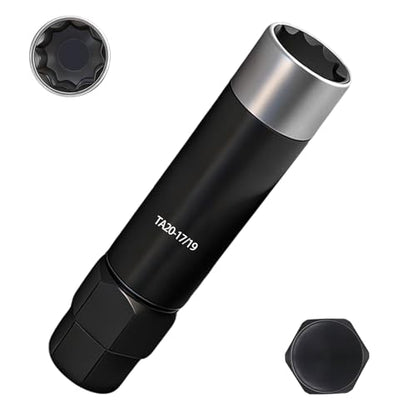 10 Spline Lug Nut Socket, Dual Hex 17mm & 19mm for Truck SUV