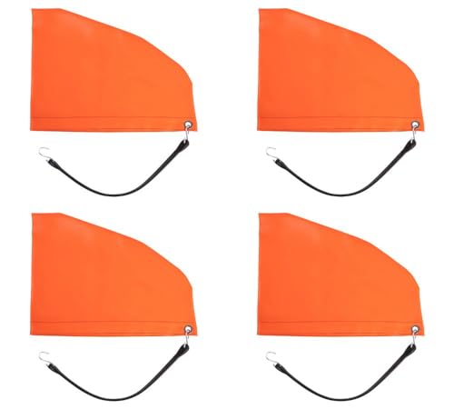 (4 Pack) Orange 12" Turbo Saver Exhaust Cover & 21" Rubber Snap Tie w/Hook - Weather Resistant PVC Turbo Cover to Protect Equipment at High Speeds & Excessive Airflow During Transport - size: 12 Inch, style: 4 - Pack