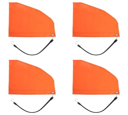 (4 Pack) Orange 12" Turbo Saver Exhaust Cover & 21" Rubber Snap Tie w/Hook - Weather Resistant PVC Turbo Cover to Protect Equipment at High Speeds & Excessive Airflow During Transport - size: 12 Inch, style: 4 - Pack