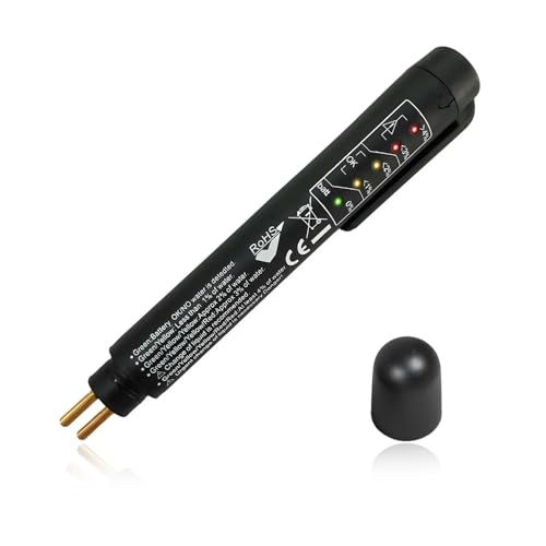 Brake Fluid Liquid Tester Pen, Car Diagnostic Testing Tool with 5 LED Indicators for DOT3 DOT4 DOT5.1 Brake Fluid, Hydraulic Oil Moisture Analyzer for Auto Engine Checking