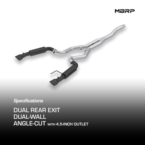 MBRP S7275BLK 3" Cat Back, Dual Split Rear, Race Version Exhaust System with 4.5" Tips (Black Coated) - color: Black Coated
