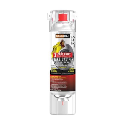 SAMURAI 2-Part Polyurethane Spray Paint for Car Brake Caliper - 11.3 Ounce UV Resistant and Rust Resistant Polyurethane Spray (BLACK, Pack of 1 Can)