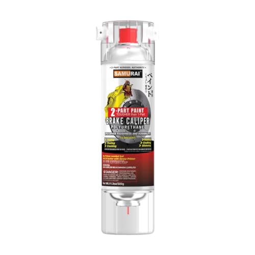 SAMURAI 2-Part Polyurethane Spray Paint for Car Brake Caliper - 11.3 Ounce UV Resistant and Rust Resistant Polyurethane Spray (BLACK, Pack of 1 Can)