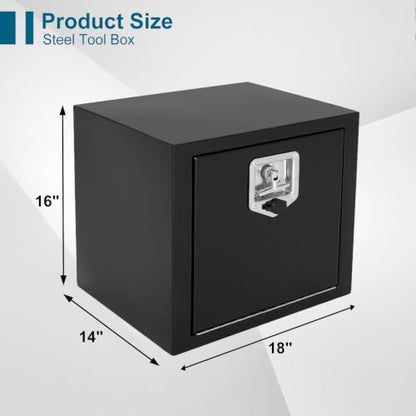 18"X14"X16" Black Underbody Steel Truck Tool Box Storage - size: 18"x14"x16"