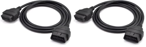 iKKEGOL 5ft 150cm 1.5M OBD-II OBD2 16 Pin Auto Car Male to Female Extension Cable Diagnostic Extender Cord Adapter (Pack of 2) - size: OBD (Pack of 2)