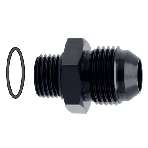 8AN Male Flare to AN6 ORB O-Ring Straight Boss Fuel Pump Rail Fitting Adapter Aluminum Black 2PCS - size: 6AN ORB to 8AN