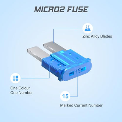 JOREST 60Pcs Micro Assorement Fuses Kit -Micro2 Fuse kit, Micro 2 Automotive Replacement Fuses for Car RV Truck Motorcycle(2Amp 3A 5A 7.5A 10A 15A 20A 25A 30A 35A 40A) - style: 60 Micro2