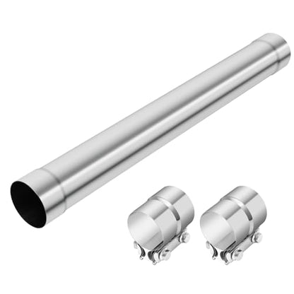 LCGP 2.5 Inch Straight Exhaust Pipe, 2.5" Stainless Steel Straight Muffler Replacement Pipe, 30" Length Mandrel Exhaust Tube with Two Lap Joint Band Clamps(New Version) - size: 2.5 Inch, style: 30 Inch Long