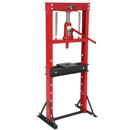 12 Ton Hydraulic Shop Press, Heavy-Duty H-Frame Garage Floor Press with Stamping Plates, Adjustable Height Bearing Press for Metal Straightening, Bending, Parts Pressing & Automotive Repair