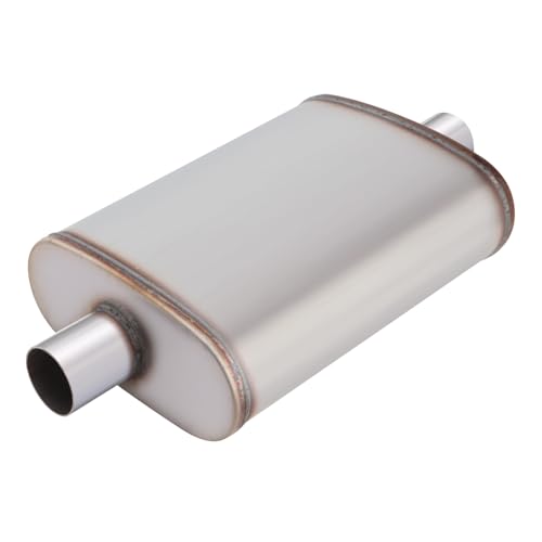 LCGP 2 inch Universal Muffler, Performance Chamber Exhaust Muffler, 2" Center In/Out, 20" Overall Length Straight-Through Performance with Stainless Steel Muffler for Truck, Cars(2''Inlet/Outlet) - color: Center In / Center Out, size: 2 Inch