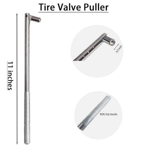 Valve Stem Puller and Installer, 24Pcs Tr413 Snap-in Tire Valve Stems, 10Pcs Valve Cores, 10Pcs Tire Valve Caps and Valve Core Removal Tool