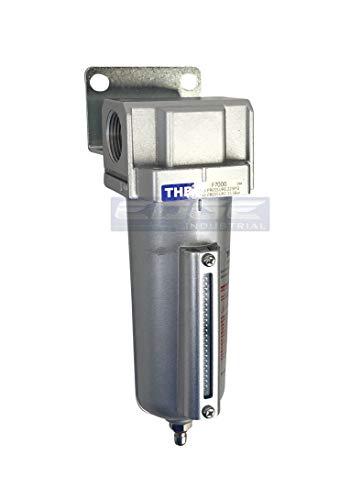 HEAVY DUTY INDUSTRIAL RATED HIGH FLOW PARTICULATE FILTER, IN-LINE WATER TRAP FOR COMPRESSED AIR LINE SYSTEMS, 5 MICRON WITH METAL BOWL (1/2" NPT, 5oz) - style: 1/2" NPT, 5oz
