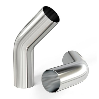 GASHER 2PCS 45 Degree Aluminum Alloy Tube Intercooler Pipe Air Intake Tube 1"OD, Leg Length 4" (100mm) - color: 45 degree, size: 1"OD (2 PCS)