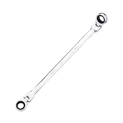 BULLTOOLS Flex-Head Extra Long Ratcheting Wrenches Double Box End Chrome Vanadium Steel 72-Tooth Wrench with Metric 17 mm x 19 mm - size: 17mmx19mm