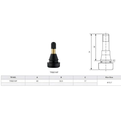 TR801HP Tubeless Tire High Pressure Valve Stems for .625" Large Hole - 50 Pack (TR801HP - 50 Pack) - size: TR801HP - 50 Pack