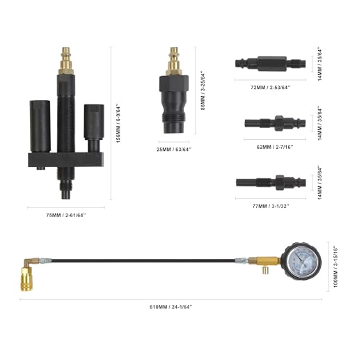 WINTOOLS Compatible for 1000 Psi Diesel Engine Compression Pressure Tester for Ford Cummins NAVISTAR Detroit