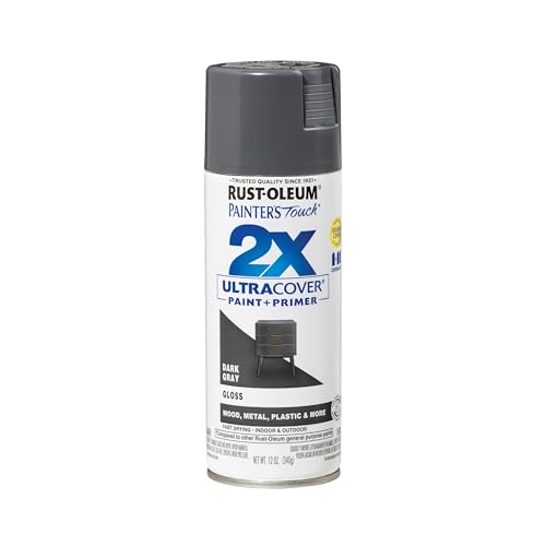Rust-Oleum Painter's Touch 2X Ultra Cover Spray Paint, Gloss Dark Gray - color: Gloss Dark Gray, size: 12 Ounce (Pack of 1)
