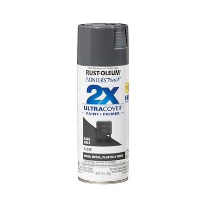 Rust-Oleum Painter's Touch 2X Ultra Cover Spray Paint, Gloss Dark Gray - color: Gloss Dark Gray, size: 12 Ounce (Pack of 1)