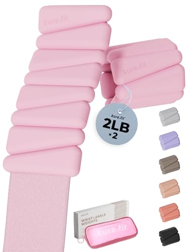 Pilates Wrist & Ankle Weights | Adjustable Weighted Bangles | 1/2/3LB Each - color: Pink, size: 2 LB