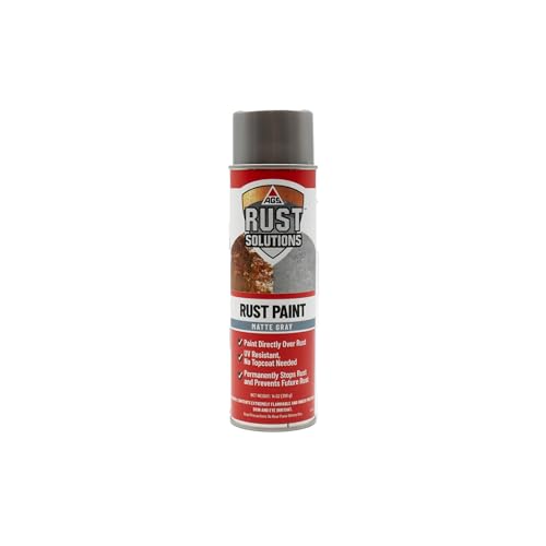 AGS RUST SOLUTIONS Rust Spray Paint, 14oz, Durable Matte Grey Finish, Safe for All Surfaces, Eradicate Rust and Ensure Long-Lasting Protection Against Weather and Wear - color: Matte Gray, size: 14 Ounce (Pack of 1)