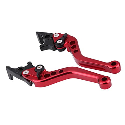 Pit Bike Brake Lever, Red Folding Aluminum Clutch Brake Lever Universal Brake Lever Handle Double Disc for GY6 Xmaximum 400, 1 Pair