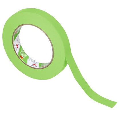 3M Scotch 233+ Crepe Paper Automotive Refinish Performance Masking Tape, 250 degree F Performance Temperature, 25 lbs/in Tensile Strength, 60.15 yds Length x 1/2" Width, Green