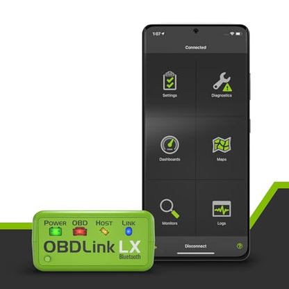 OBDLink LX Bluetooth 3.0 OBD2 Adapter for Motoscan, Torque, Hybrid Assistant (Android Only), OBD II Diagnostic Scanner