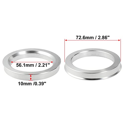 X AUTOHAUX 4pcs OD 72.6mm to ID 56.1mm Aluminium Alloy Hub Centric Rings - size: 56.1mm