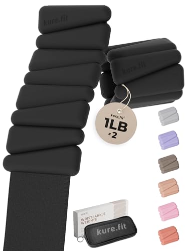 Pilates Wrist & Ankle Weights | Adjustable Weighted Bangles | 1/2/3LB Each - color: Black, size: 1 LB