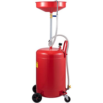 VEVOR 20-Gallon Waste Oil Drain Tank, Air Operated Portable Oil Drainer with Adjustable Funnel Height, Fluid Fuel Transfer Drainage with Wheels, Oil Change Container for Auto Repair Shops, Garages - size: 15.7 x 15.2x 65 in