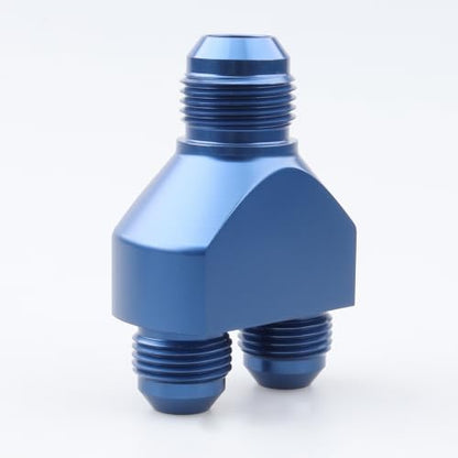 AC PERFORMANCE -10 AN In to -8 AN Out Y Block Splitter Fuel Fitting Aluminum Blue - color: Blue, size: 10AN to 2 x 8AN