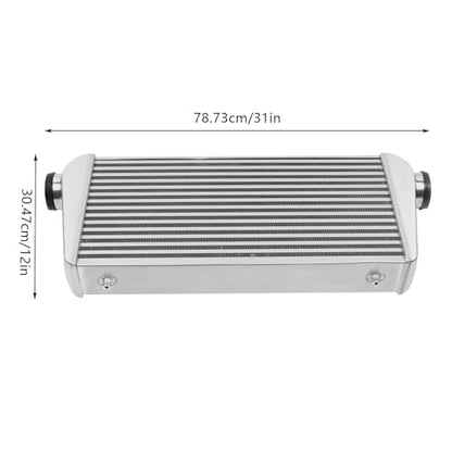 Universal Intercooler Aluminum Intercooler Front Mount 3" Inlet & Outlet Direct Replacement for Any Turbo Charger System Silver (31x12x4" 3") - size: 31x12x4" 3"