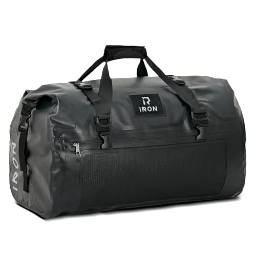 IRON JIA'S Motorcycle Dry Bag, Waterproof Duffel Bag with Roll-Top Closure - color: Black, size: 70L