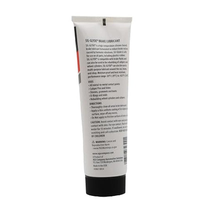 AGS SIL-Glyde 4 oz Tube Silicone Based Brake Assembly Lubricant for Eliminating Disc Brake Squeal - Moisture Proof, Heat Resistant, Rust and Corrosion Protector - size: 4oz